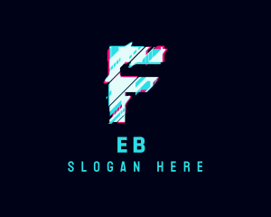 Futuristic Glitch Letter F Logo