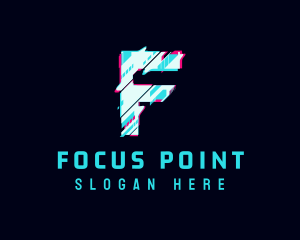 Futuristic Glitch Letter F logo design