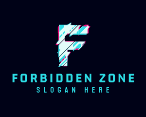 Futuristic Glitch Letter F logo design