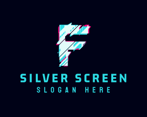 Game Streaming - Futuristic Glitch Letter F logo design