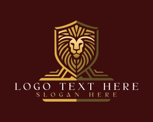 Gold - Lion Shield Crest logo design