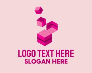 Toy Shop - Isometric Building Block logo design