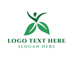 Massage - Green Organic Human Leaf logo design