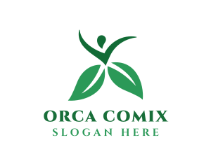 Green Organic Human Leaf Logo