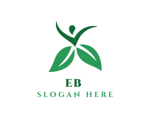 Yoga - Green Organic Human Leaf logo design