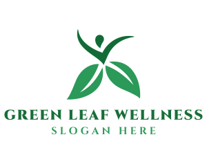 Green Organic Human Leaf logo design