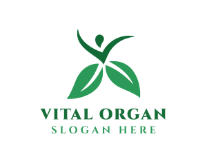 Green Organic Human Leaf logo design