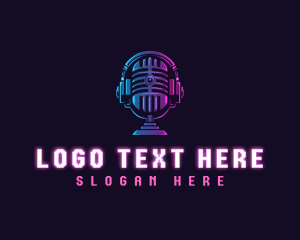 Podcast - Podcast Headset Microphone logo design