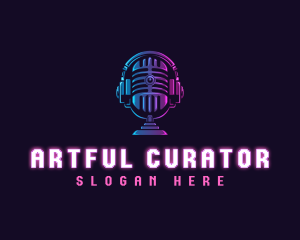 Podcast Headset Microphone logo design