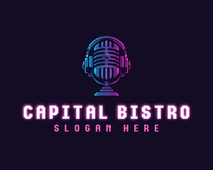 Podcast Headset Microphone logo design