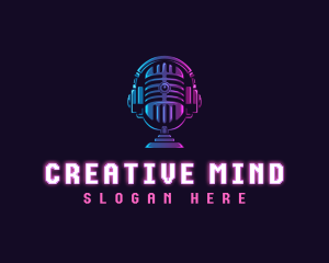 Podcast Headset Microphone logo design