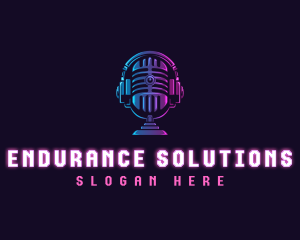 Podcast Headset Microphone logo design