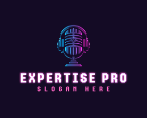 Podcast Headset Microphone logo design