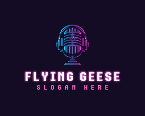 Podcast Headset Microphone logo design