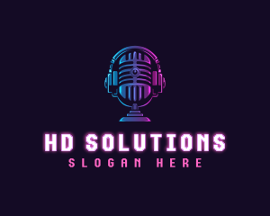 Podcast Headset Microphone logo design