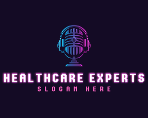 Podcast Headset Microphone logo design