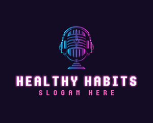 Podcast Headset Microphone logo design