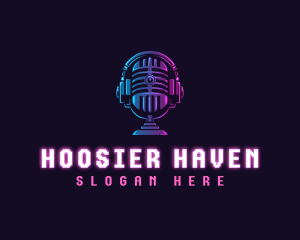 Podcast Headset Microphone logo design