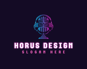 Podcast Headset Microphone logo design