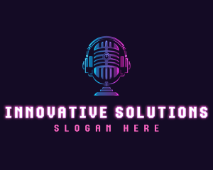 Podcast Headset Microphone logo design