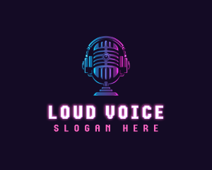 Podcast Headset Microphone logo design