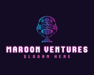 Podcast Headset Microphone logo design