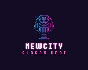 Podcast Headset Microphone logo design