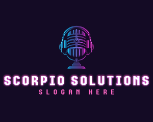 Podcast Headset Microphone logo design