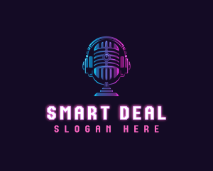 Podcast Headset Microphone logo design