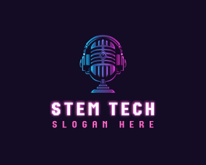 Podcast Headset Microphone logo design