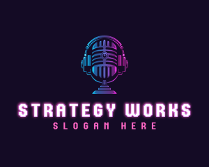 Podcast Headset Microphone logo design