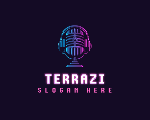 Podcast Headset Microphone logo design