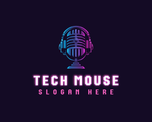 Podcast Headset Microphone logo design