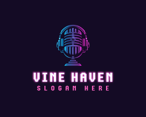 Podcast Headset Microphone logo design