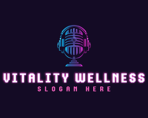 Podcast Headset Microphone logo design