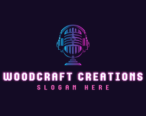 Podcast Headset Microphone logo design