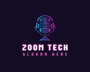 Podcast Headset Microphone logo design