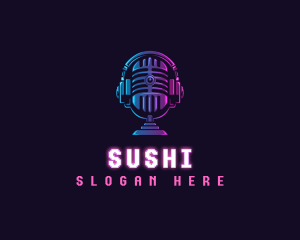 Podcast Headset Microphone logo design