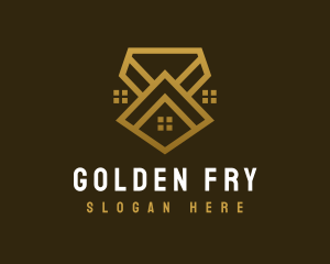 Golden House Roof logo design