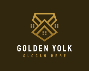 Golden House Roof logo design