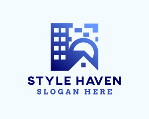 Hostel - Gradient Blue House logo design