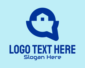 Chat - Blue House Listing App logo design