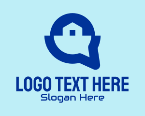 Messaging App - Blue House Listing App logo design