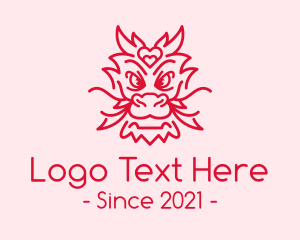 Dragon - Red Heart Dragon logo design