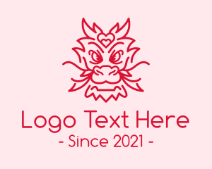 China - Red Heart Dragon logo design