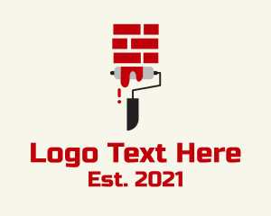 Bricklayer - Brick Paint Roller logo design