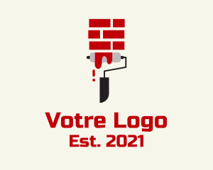 Property Developer - Brick Paint Roller logo design