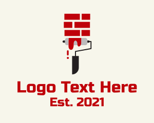 Paint Roller - Brick Paint Roller logo design