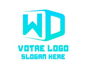 Blue - Cube Letter WD logo design