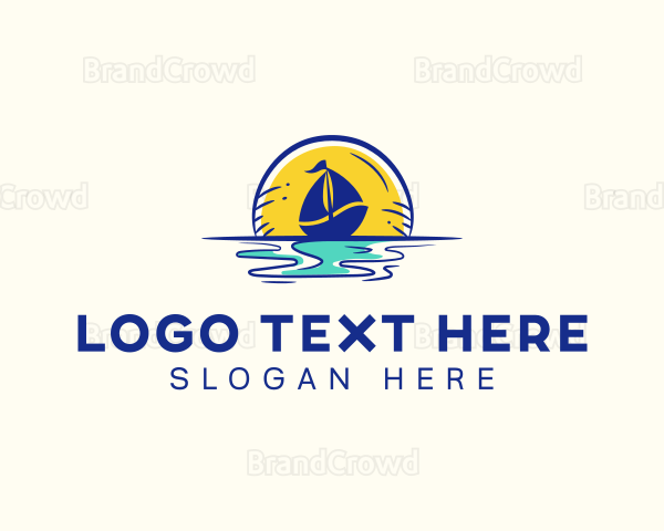 Sea Sailing Boat Logo